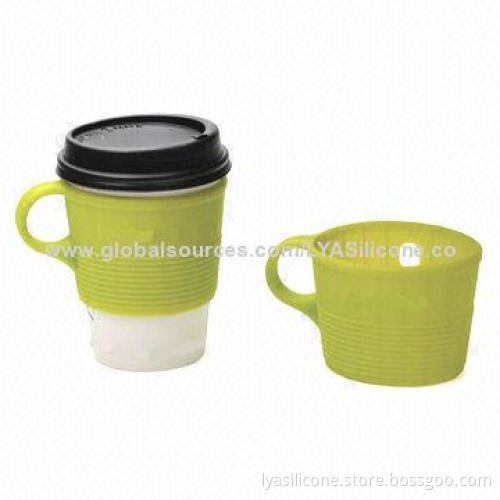 Silicone Coffee Cups Cover with Handle, Sedex Manufacture Supply